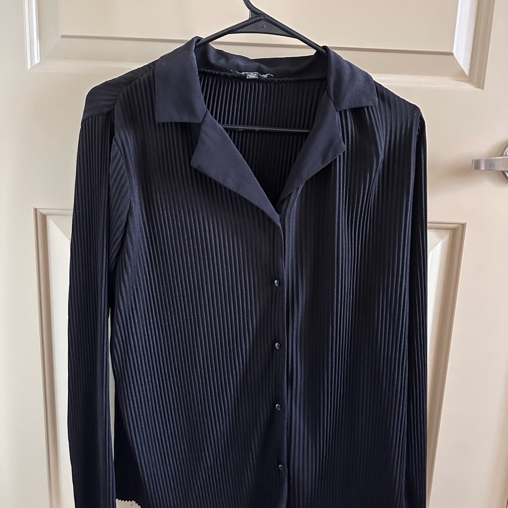 Black Button-Up Long Sleeve Shirt